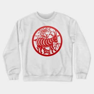 Chinese Zodiac Goat in Red Crewneck Sweatshirt